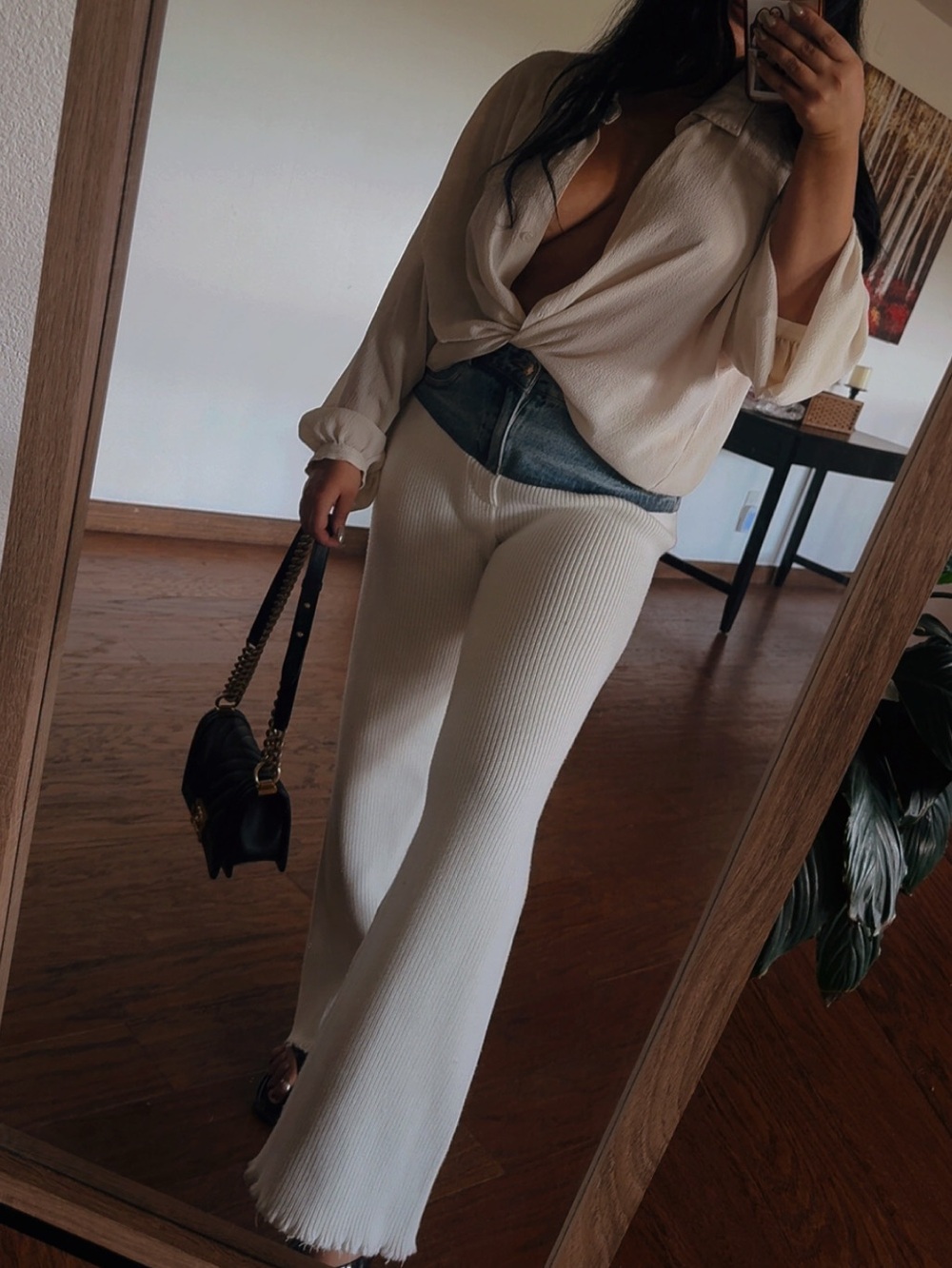Jean and white sweatpants